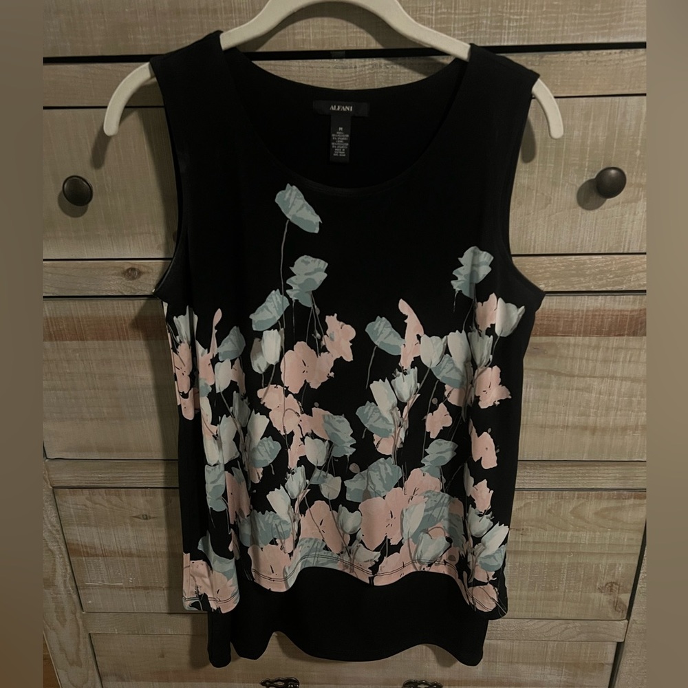 Cute office floral tank, with unique design!